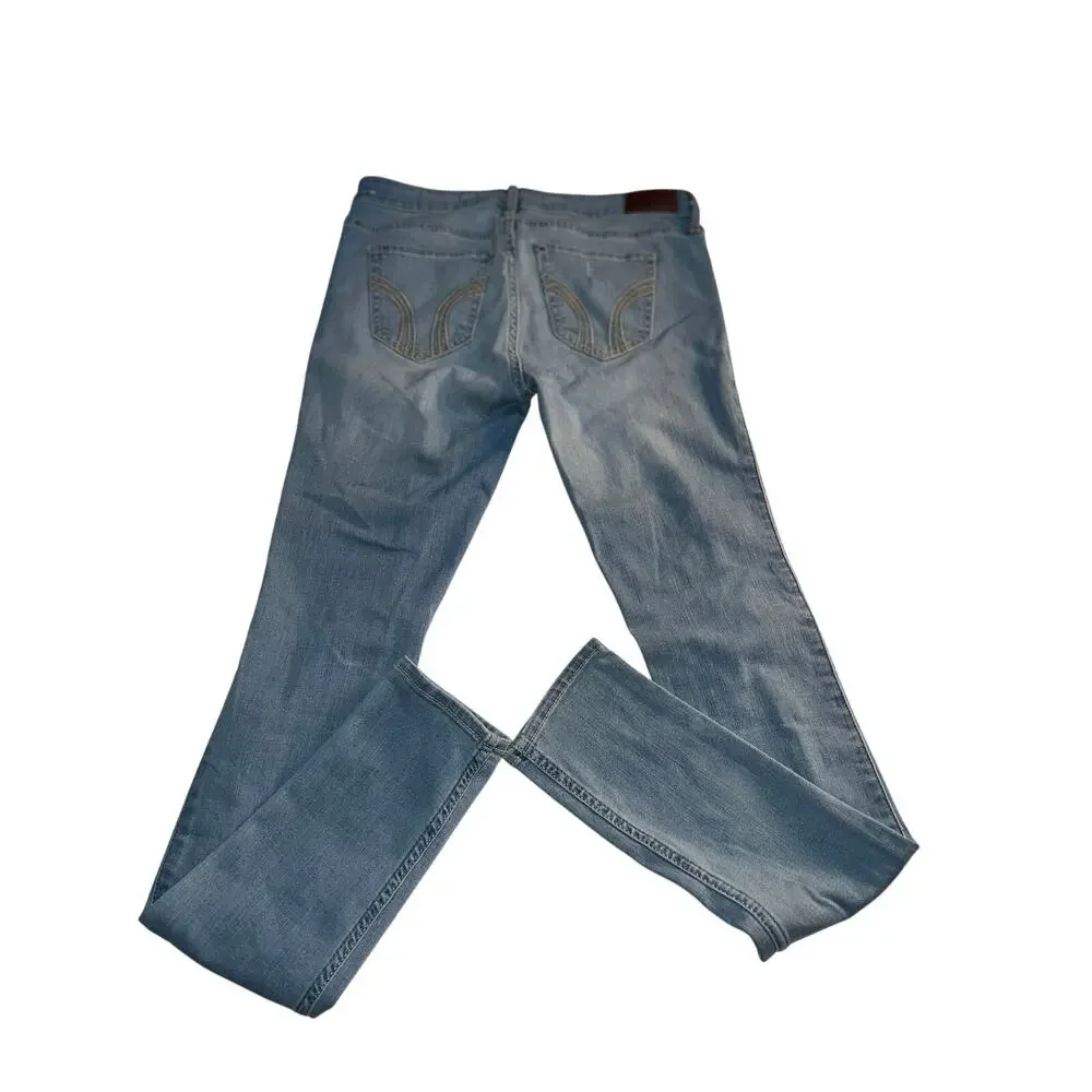 Hollister women’s distressed low rise super skinny blue jeans - Picture 2 of 12